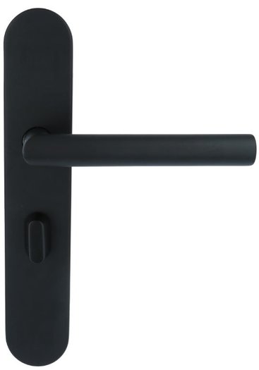 voorwoord Prestigieus Zwart Deurkruk op schild Rechts Toiletsluiting 63/8 mm Mat Zwart
