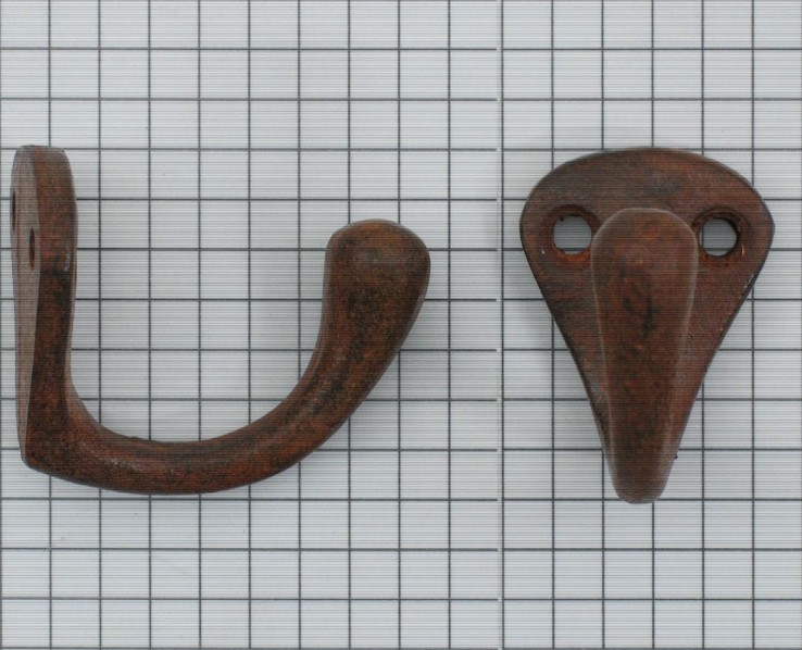 Kapstokhaak enkel, ijzer geroest