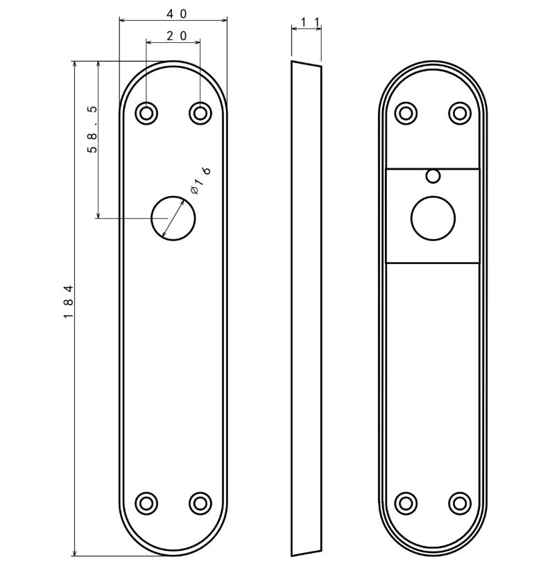 Deurklink Swindon op schild Blind chroom/zwart - Afbeelding 2