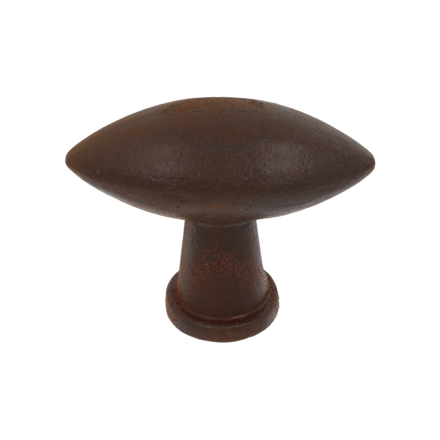 Knop ovaal ijzer geroest puntig 54 x 20 mm