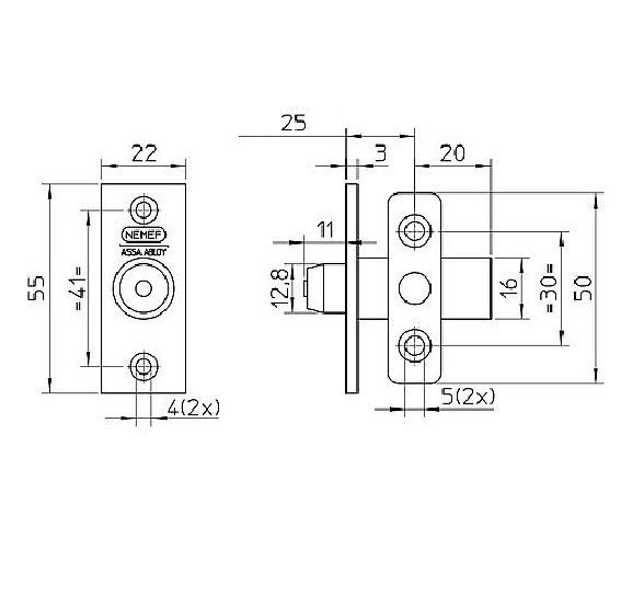 Nemef insteekgrendel afsluitbaar 2603/4-25 mm aluminium F1 - Afbeelding 2