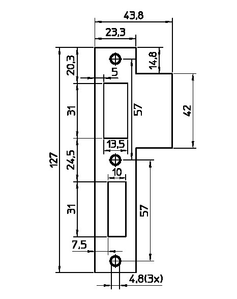 Nemef sluitplaat P1266/5 messing - Afbeelding 2