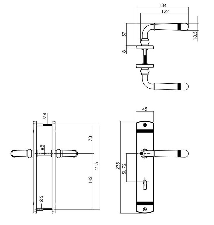 Intersteel deurklink Helena op langschild SL72 chroom - Afbeelding 2
