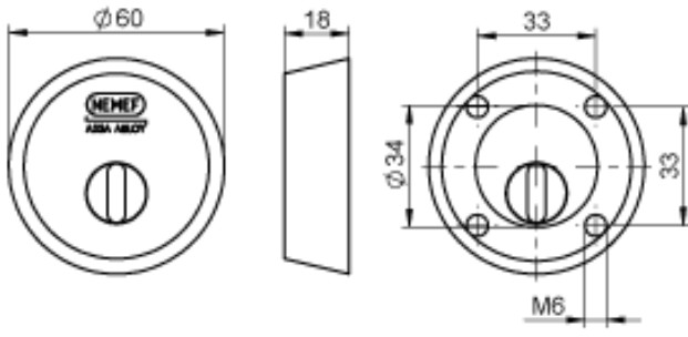Nemef veiligheidsrozet SKG3 met kerntrekbeveiliging voor oplegsloten rvs - Afbeelding 2