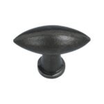 Knop ovaal IJzer Grijs 55 x 22 mm