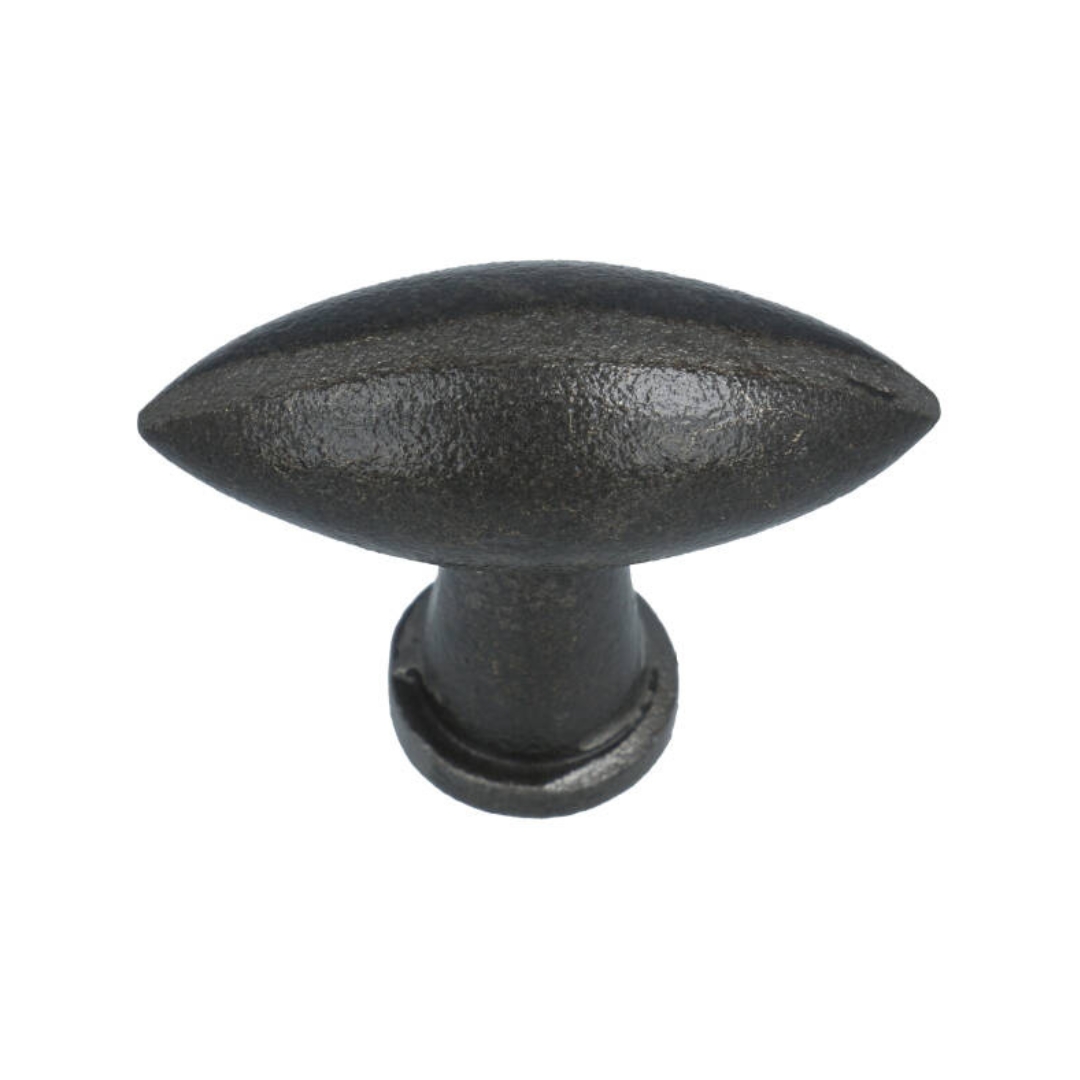 Knop ovaal IJzer Grijs 55 x 22 mm