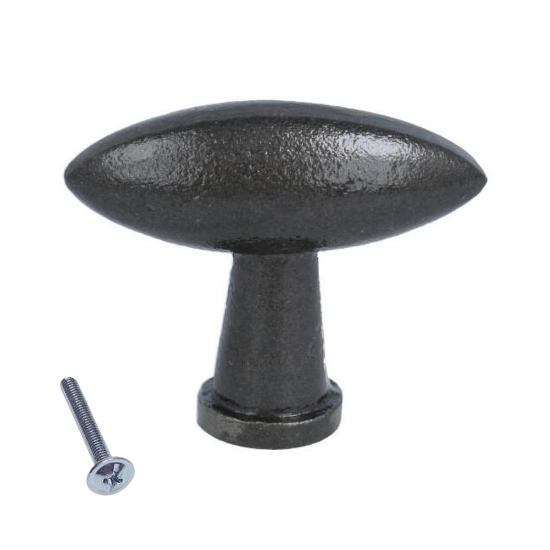 Knop ovaal IJzer Grijs 37 x 13 mm - Afbeelding 2