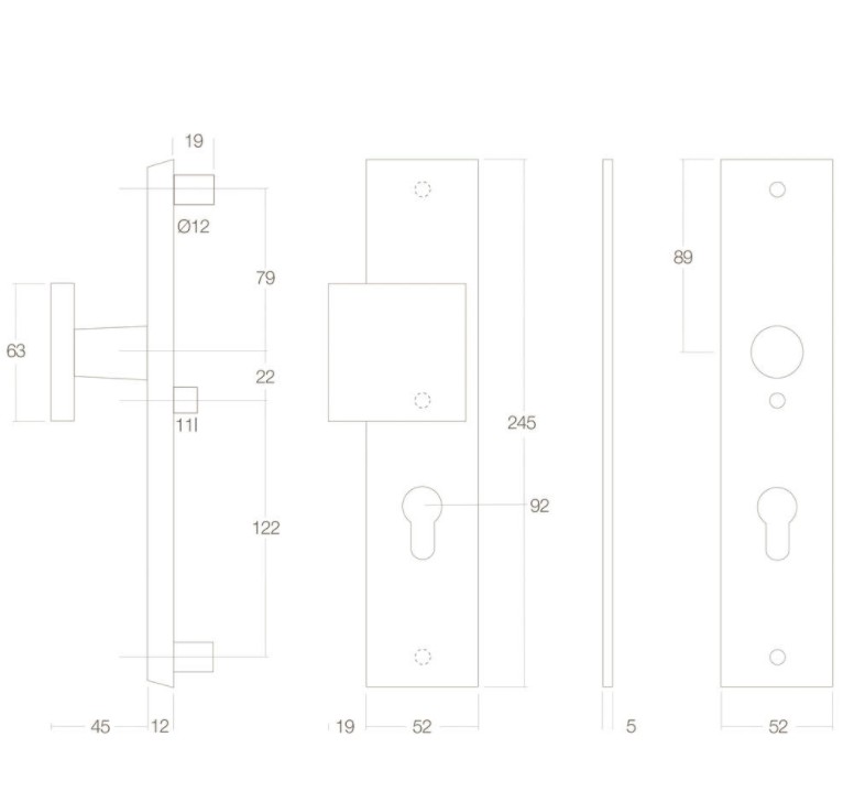 Intersteel Veiligheidsschilden PC92 met kerntrek beveiliging greep/kruk SKG3 rvs rechthoekig - Afbeelding 2