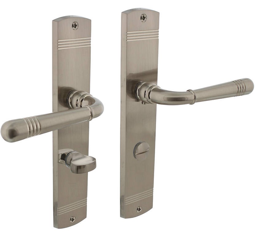 Intersteel deurklink Helena op schild met wc-sluiting 638 nikkel mat