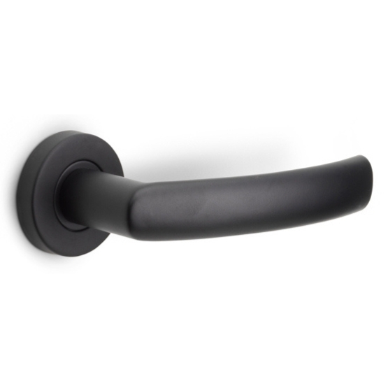 Deurklink BASICS LBXIV op ronde rozet mat zwart