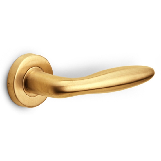 Deurklink BASICS LBXVIII op ronde rozet PVD mat goud