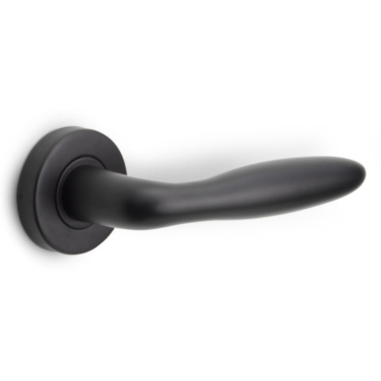 Deurklink BASICS LBXVIII op ronde rozet mat zwart