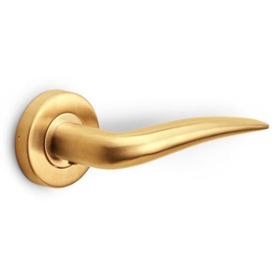 Deurklink BASICS LBXX op ronde rozet PVD mat goud
