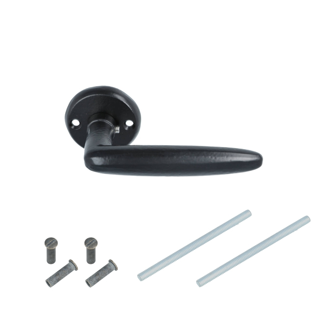 Set klinken Mike ijzer zwart inclusief rozetten - Afbeelding 4