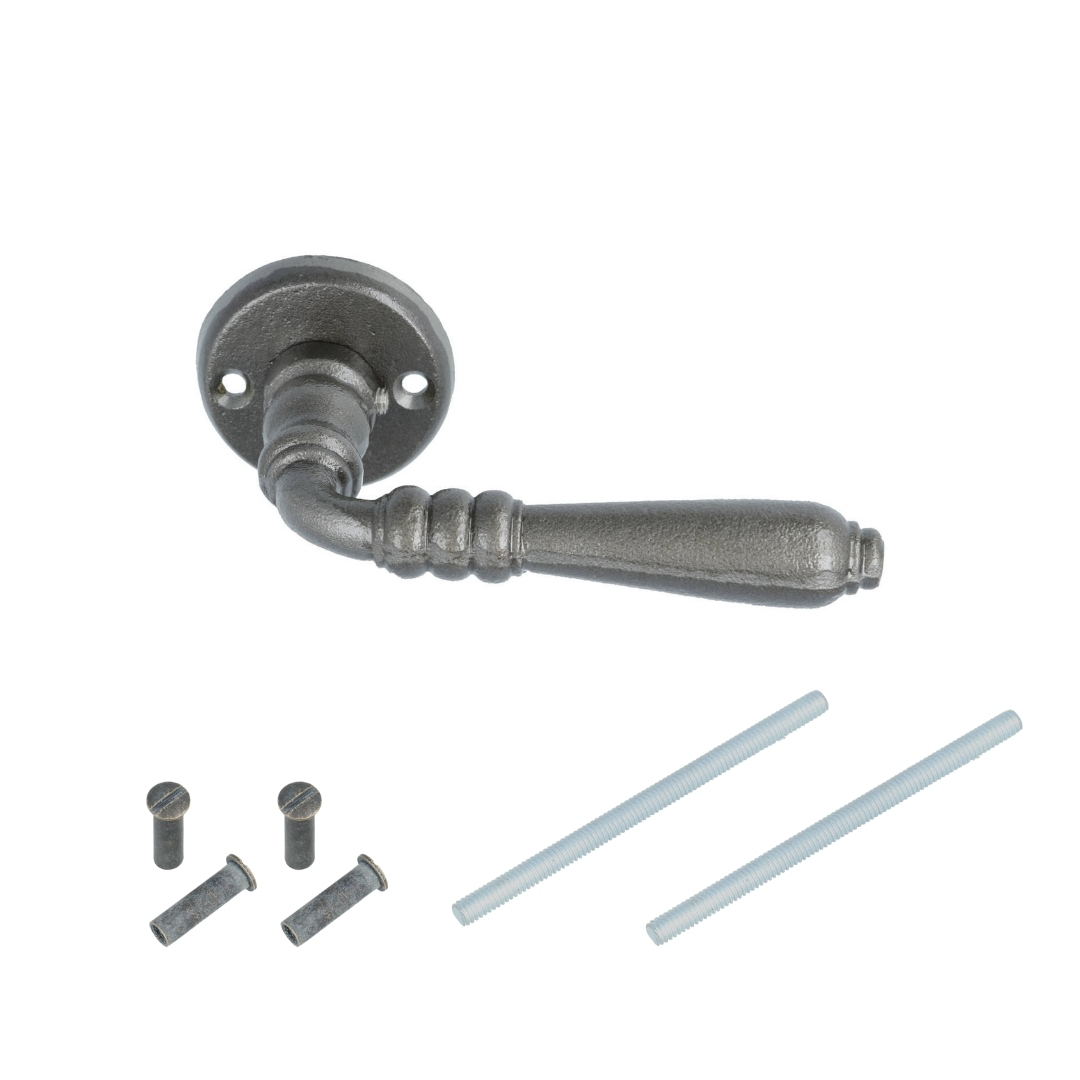 Set klinken ijzer blank inclusief rozetten - Afbeelding 3