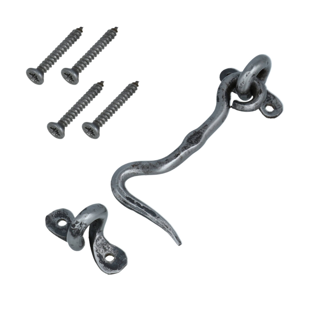 Deurhaak en vanger 75 mm ijzer blank - Afbeelding 2