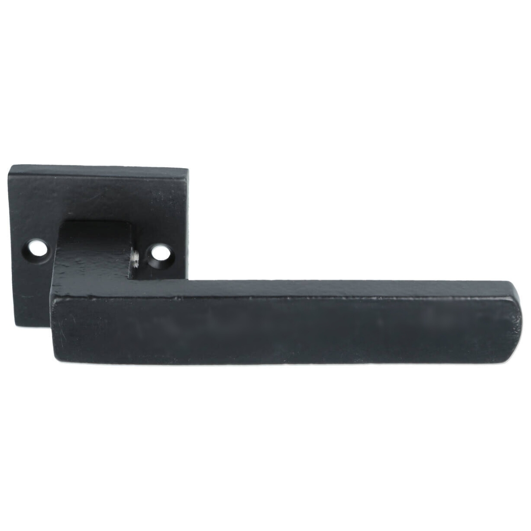 Set klinken vierkant ijzer zwart inclusief rozetten