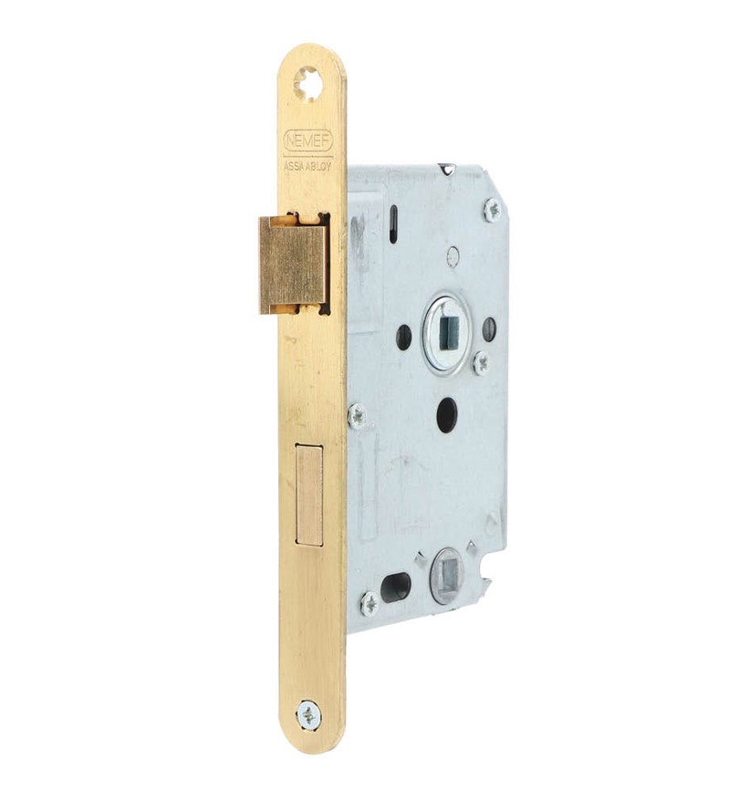 Nemef toilet-badkamer slot 12645 met messing voorplaat