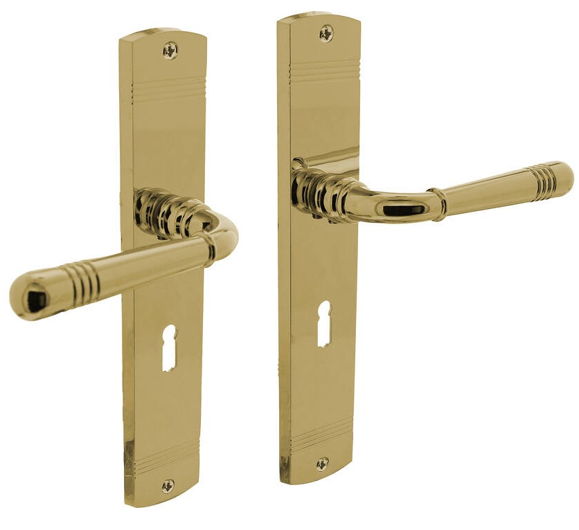 Intersteel deurklink Helena op schild SL56 messing gelakt