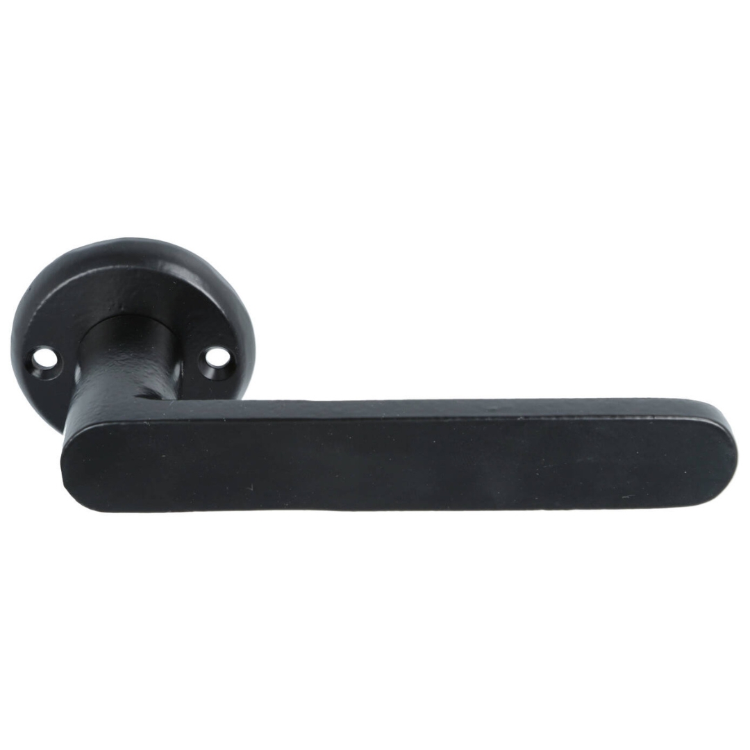 Set klinken Plat ijzer zwart inclusief rozetten