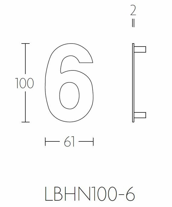 BASICS Huisnummer LBHN100-6 PVD mat rvs - Afbeelding 2