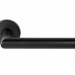 Deurklink Riven op ronde rozet PVD gunmetal