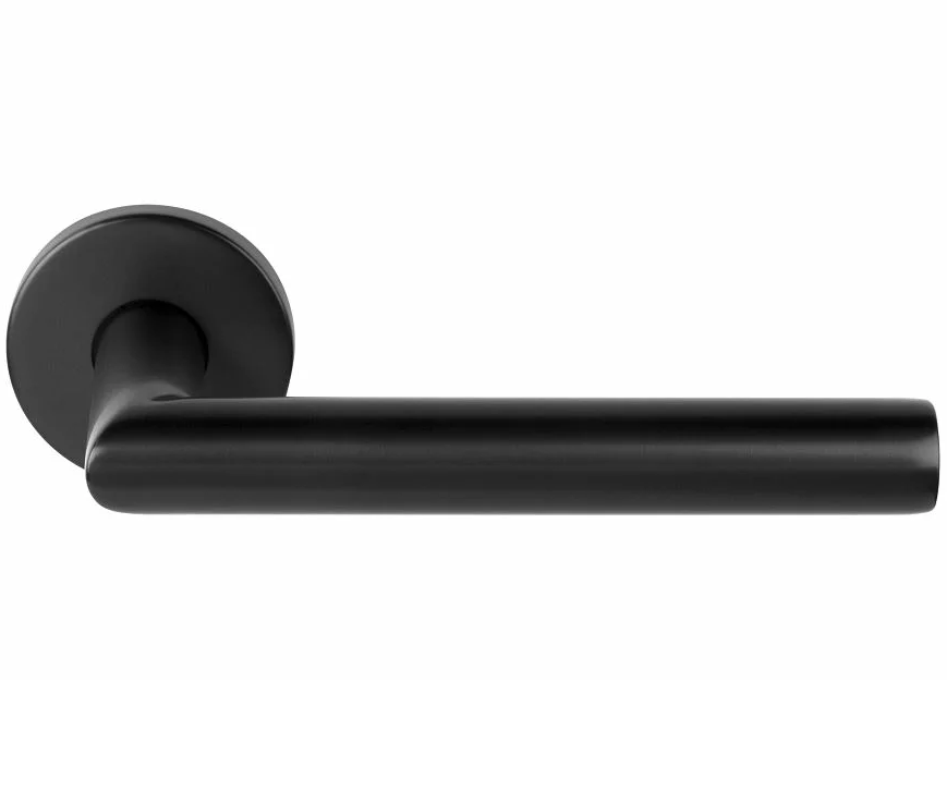 Deurklink Riven op ronde rozet PVD gunmetal