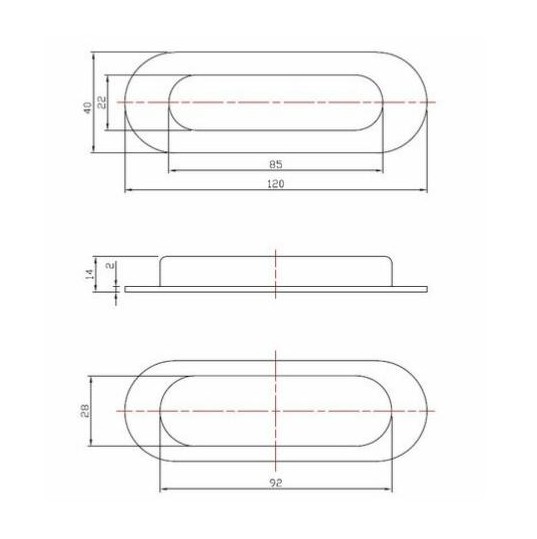 Schuifdeurkom Ovaal 120x40mm donker brons - Afbeelding 2
