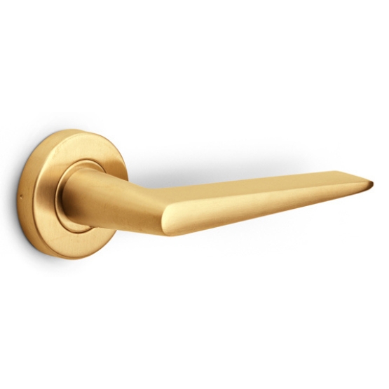Deurklink BASICS LBXXIH op ronde rozet PVD mat goud