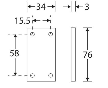 Vulplaat tbv SKG raamsluiting 3 mm mat chroom - Afbeelding 2
