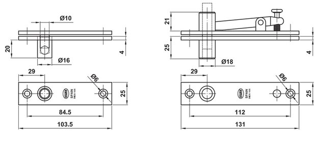AMIG Pivot/taatsdeurscharnier rvs - Afbeelding 2