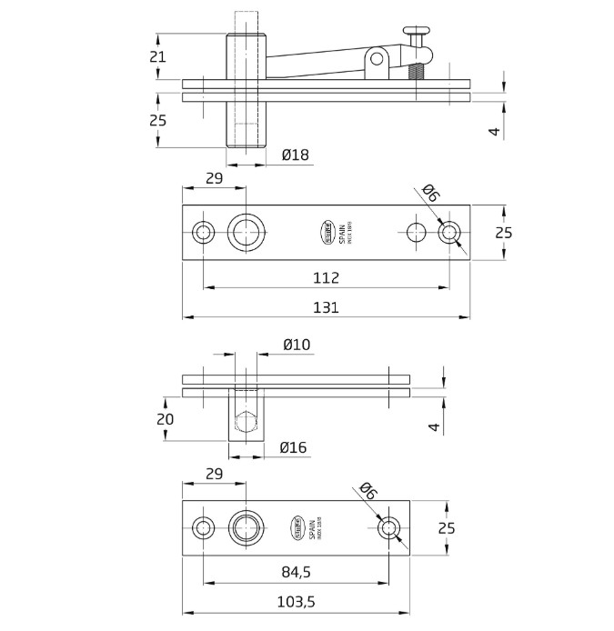 AMIG Pivot/taatsdeurscharnier rvs - Afbeelding 3