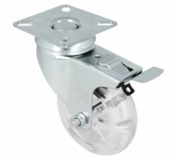 AMIG zwenkwiel transparant 50 mm met plaat en rem