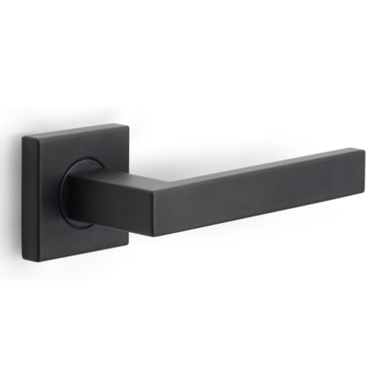Deurklink BASICS BSQ2-G op vierkant rozet mat zwart