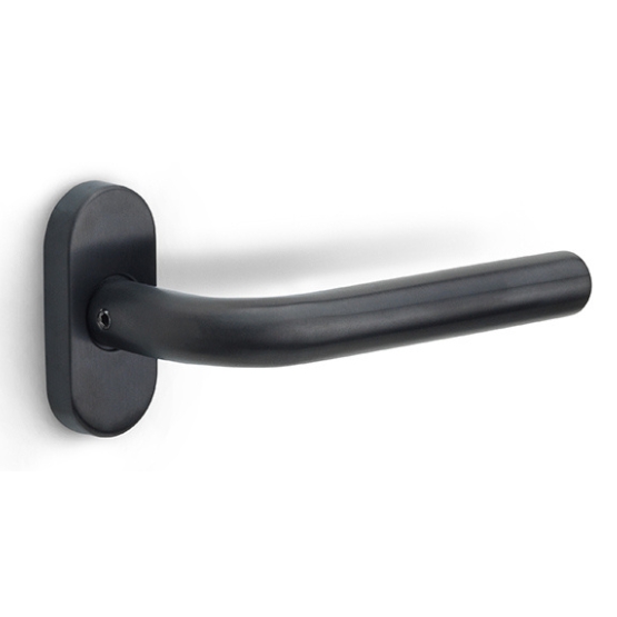 Deurklink BASICS LBIII-19B32G op ovale rozet PVD gunmetal
