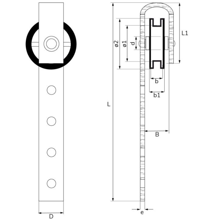DX Hangrol 105 mm verzinkt - Afbeelding 2