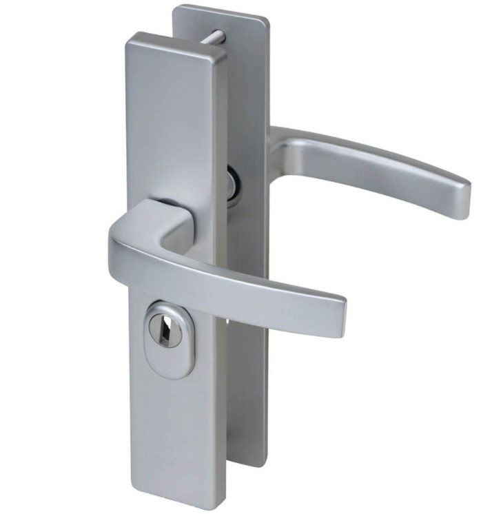 Nemef veiligheidsbeslag PC55 langschild krukkruk 3417-II met kerntrek beveiliging SKG3 aluminium F1