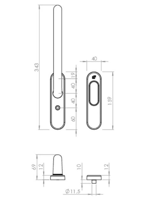 S2 hefschuifbeslag HSOV 40 inclusief opbouwkom Blind zwart - Afbeelding 2