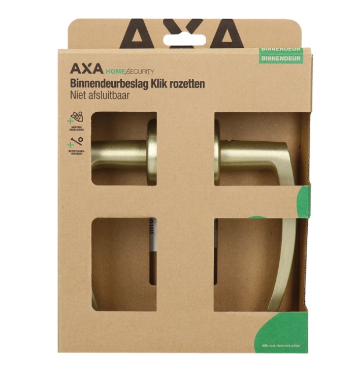 AXA deurklink Blok met rond rozet aluminium goud - Afbeelding 4