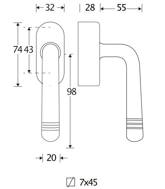 SKG2 Draaikiepgarnituur afsluitbaar Art-Deco/Elegant messing ongelakt