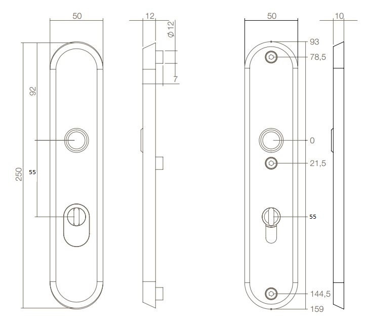 Intersteel SKG3 Veiligheidsbeslag PC55 met kerntrekbeveiliging rvs/mat zwart - Afbeelding 3