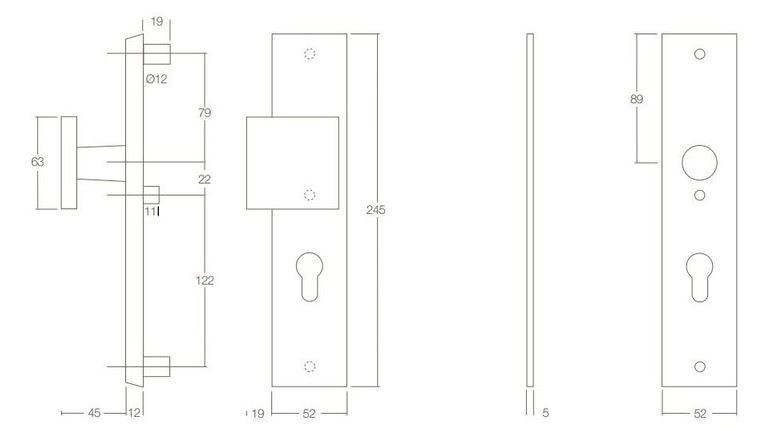 Intersteel SKG3 Veiligheidsbeslag PC92 rechthoekig greep/kruk rvs/mat zwart - Afbeelding 2