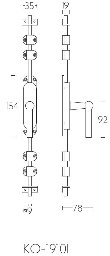 Kruk-Espagnolet TIMELESS KO-1910L rechts mat nikkel - Afbeelding 2