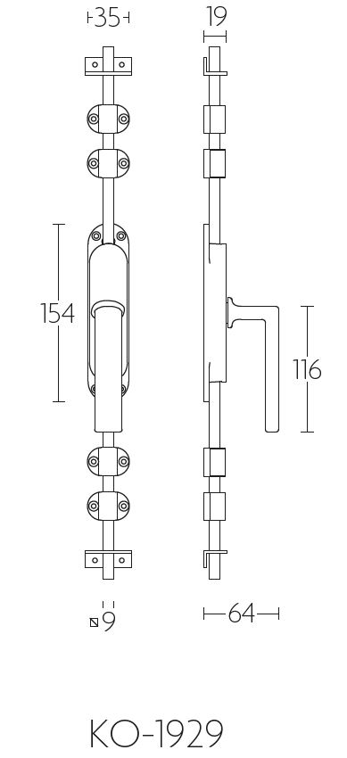 Kruk-Espagnolet TIMELESS KO-1929 rechts mat nikkel - Afbeelding 2