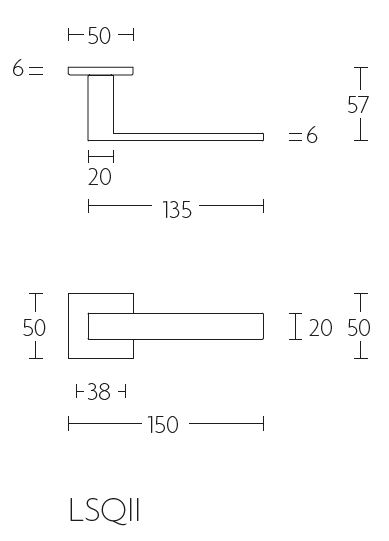 Deurklink SQUARE LSQII-G op rozet mat rvs - Afbeelding 2