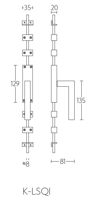 Kruk-Espagnolet SQUARE K-LSQI rechts mat rvs - Afbeelding 2