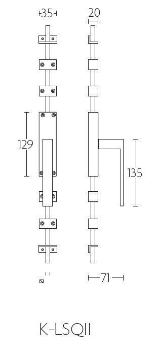 Kruk-Espagnolet SQUARE K-LSQII rechts mat rvs - Afbeelding 2