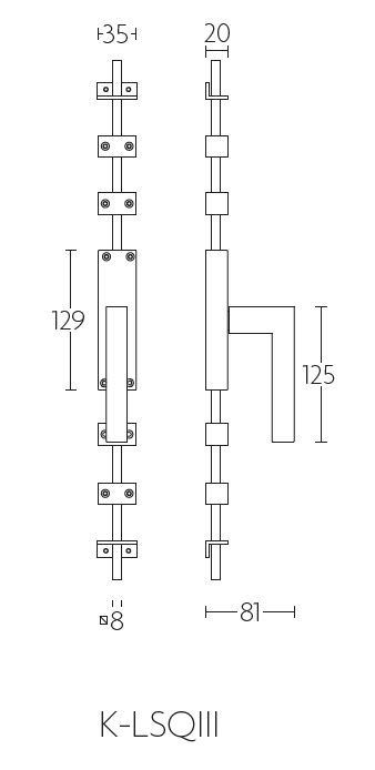 Kruk-Espagnolet SQUARE K-LSQIII rechts mat rvs - Afbeelding 2