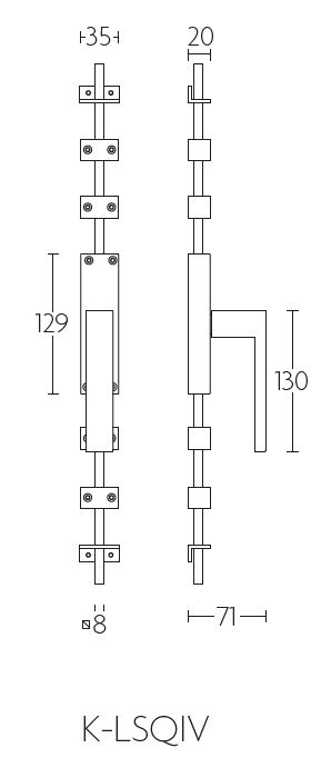 Kruk-Espagnolet SQUARE K-LSQIV rechts mat rvs - Afbeelding 2