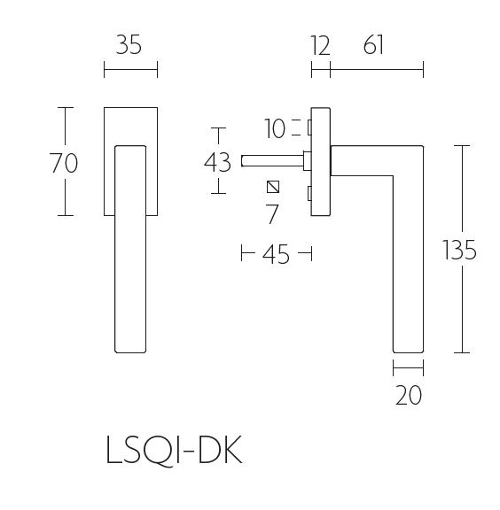 Draaikiepgarnituur SQUARE LSQIDK rechts mat rvs - Afbeelding 2